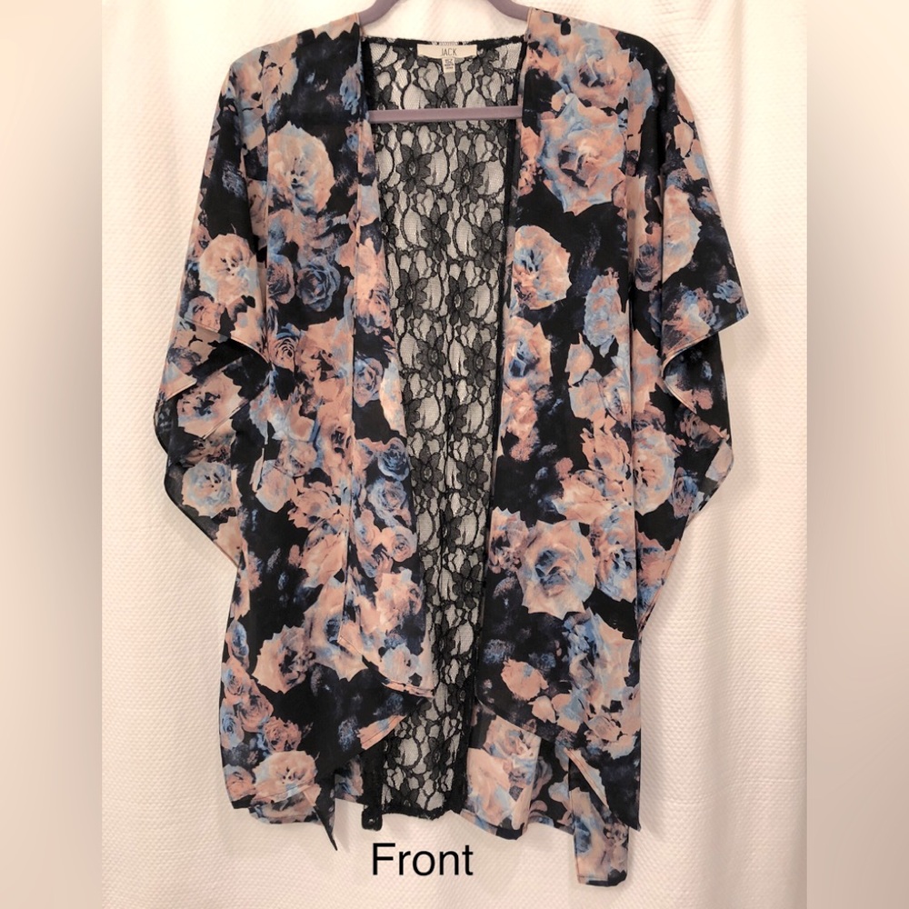 Kimono blouse with lace detail in the back.